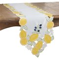 Saro Lifestyle SARO 2015.Y1570B 15 x 70 in. Oblong Cutwork & Embroidered Table Runner with Yellow Lemon Design 2015.Y1570B